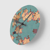 Birds Blume Hokusai Japanische Kunst Runde Wanduhr (Winkel)