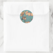 Birds Blume Hokusai Japanische Kunst Runder Aufkleber (Tasche)