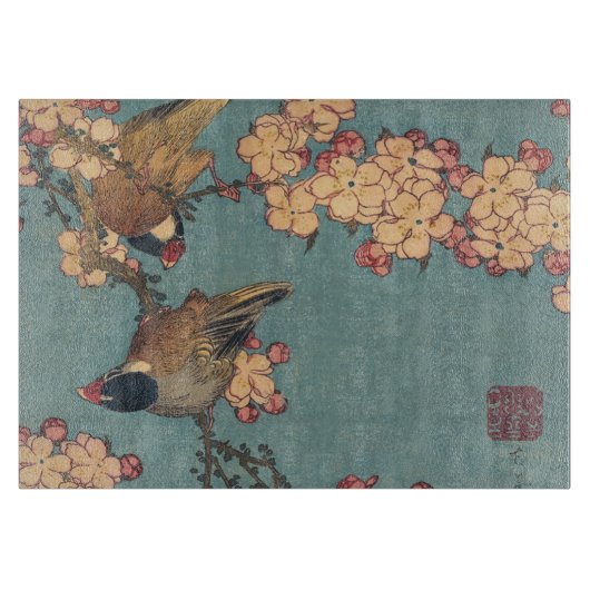 Birds Blume Hokusai Japanische Kunst Schneidebrett (Vorderseite)