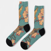 Birds Blume Hokusai Japanische Kunst Socken (Linkes Detail)