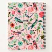 Birds & Blütenrosa Großdruckheft Notizblock (Rückseite)