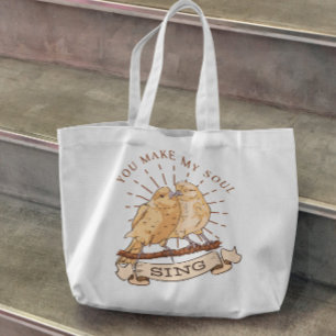 Birds Couple Illustration Tote Bag Tragetasche