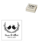 Birds Couple & Twigs Wedding Monogram Gummistempel (Stempel)