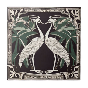 Birds Cranes Familie Jugendstil-Dekorative Fliese