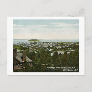 Bird's Eye View Bar Harbor Maine Vintag Postkarte