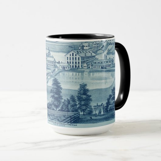 Birds Eye View Carpentersville Illinois 1871 Litho Tasse (VorderseiteRechts)