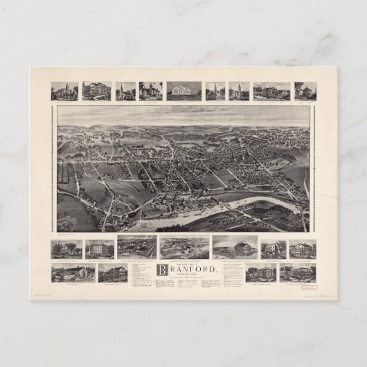 Bird's eye View Map of Branford Connecticut (1905) Postkarte (Vorderseite)