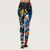 Bird's Eye View of Colorful Koi Fish Pond Leggings (Rückseite)
