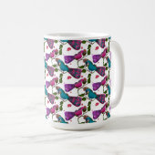 Birds floral seamless pattern Curtain Kaffeetasse (VorderseiteRechts)