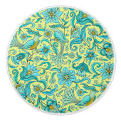 Birds Florals Blues, gelb Keramikknauf (Vorderseite)