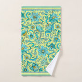 Birds Florals Blues, Gelb, Tan Badhandtuch Set (Handtuch)