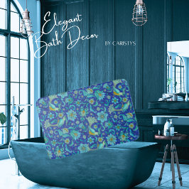 Birds Florals Royal Blue, Gelb Badematte