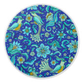 Birds Florals Royal Blue, Gelb Keramikknauf (Vorderseite)
