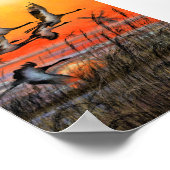 Birds Flying Sunset Poster Print - Malerei Art (Ecke)