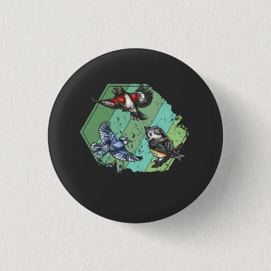 Birds Garden Birds Retro Button (Vorderseite)