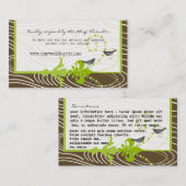 Birds Green Brown Wood Grain Wedding Info Cards Begleitkarte (Vorne/Hinten)