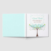 Birds Hearts Tree Blue and Green Bridal Shower Gästebuch (Voll)