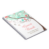 Birds Hearts Tree Mint and Coral Baby Shower Notizblock (Rechte Seite)