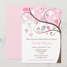 Birds Hearts Tree Pink Brautparty
