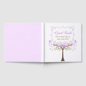 Birds Hearts Tree Purple and Green Baby Shower Gästebuch (Voll)