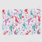 Birds in a Garden Modern Boho Watercolor Golfhandtuch (Horizontal)