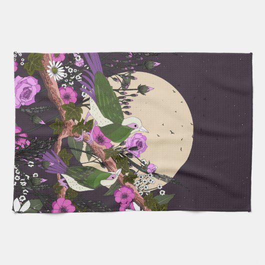 Birds In the Flowers Geschirrtuch (Horizontal)