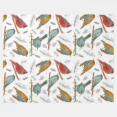 Birds Kardinal Bluebird Chickadee Fleecedecke (Vorderseite (Horizontal))