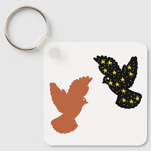 Birds Keychain – Twin Crest Silhouette Design Schlüsselanhänger (Vorderseite)
