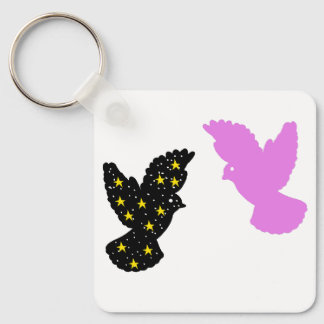 Birds Keychain – Twin Perch Silhouette Symbol Schlüsselanhänger