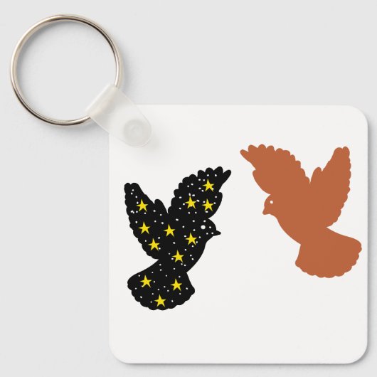 Birds Keychain – Twin Soar Minimal Silhouette Schlüsselanhänger (Vorderseite)