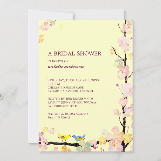 Birds küssen Creamy Brautparty Einladung (Vorderseite)