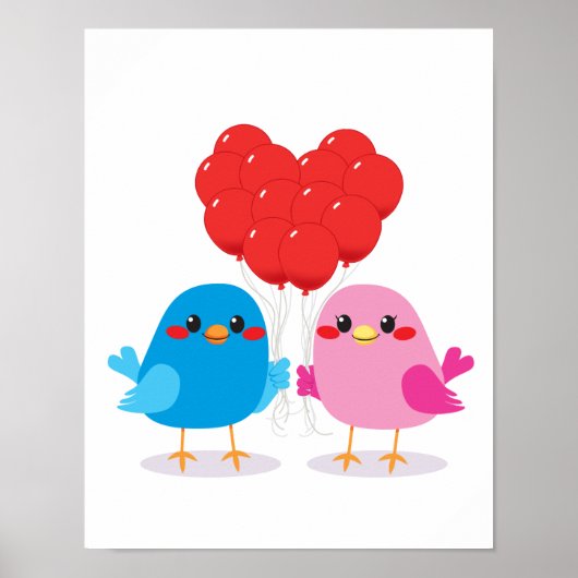 Birds Liebe Herzblasen Poster (Vorne)