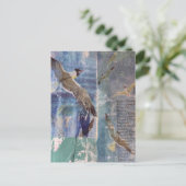 Birds mixed media collage postkarte (Stehend Vorderseite)