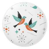 Birds Modern Mid Century Retro Atomic Keramikknauf (Vorderseite)