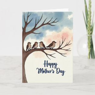 Birds Mothers Day Szene Art Karte