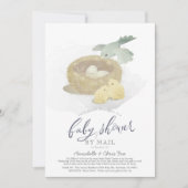 Bird's Nest Blue Boy Baby Shower by Mail Einladung (Vorderseite)