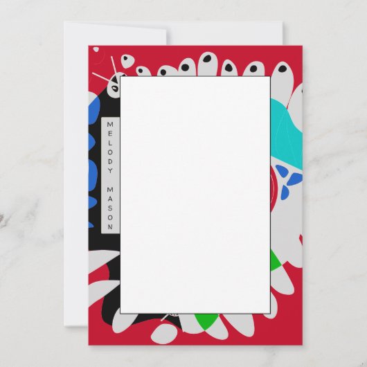 Bird's Nest - Crimson Red Gray Individuelle Name Mitteilungskarte (Vorderseite)