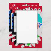 Bird's Nest - Crimson Red Gray Individuelle Name Mitteilungskarte (Vorne/Hinten)