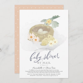 Bird's Nest Floral Girl Baby Shower by Mail Einladung