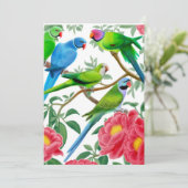 Birds- of a Featherpapageien-Party Einladung (Stehend Vorderseite)