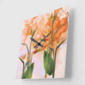 Birds of Paradise in Bloom Quadratische Wanduhr (Winkel)