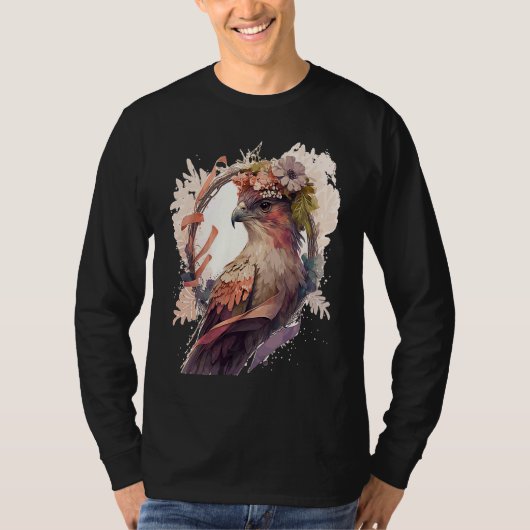 Birds Of Prey Kite Bird Flower Crown Floral T-Shirt (Vorderseite)