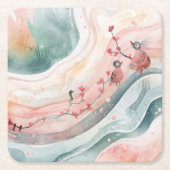 Birds on a Heart Branch Rechteckiger Pappuntersetzer (Vorderseite)