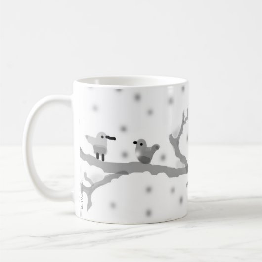 "BIRDS ON A SNOWY BRANCH" Klassische Tasse, 11 oz Kaffeetasse (Links)