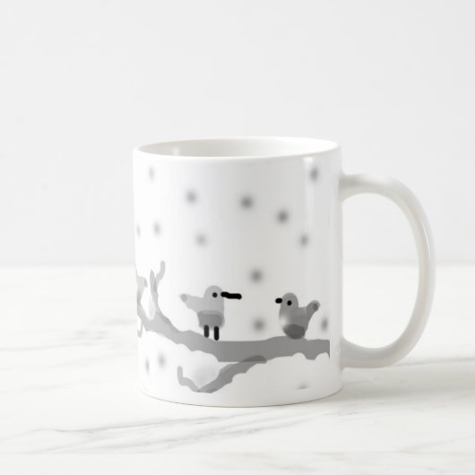 "BIRDS ON A SNOWY BRANCH" Klassische Tasse, 11 oz Kaffeetasse (Rechts)