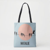 Birds on a Wire with Pastel Sun Personalized  Tasche (Vorderseite)