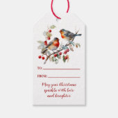 Birds on Berry Branch Christmas | Geschenkanhänger (Vorderseite)