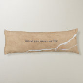 Birds on cracked surface, beige brown and text seitenschläferkissen (Rückseite)