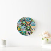 Birds Patchwork Pattern  Runde Wanduhr (Zuhause)
