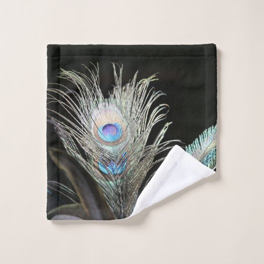 Birds Peacock Feathers Badhandtuch Set (Waschlappen)